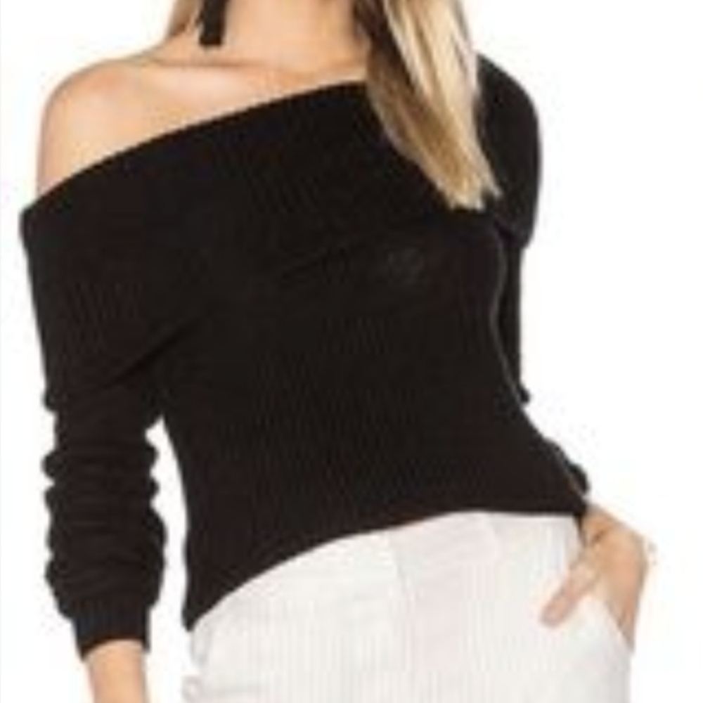 Lovers + Friends Black Off-Shoulder Sweater Large